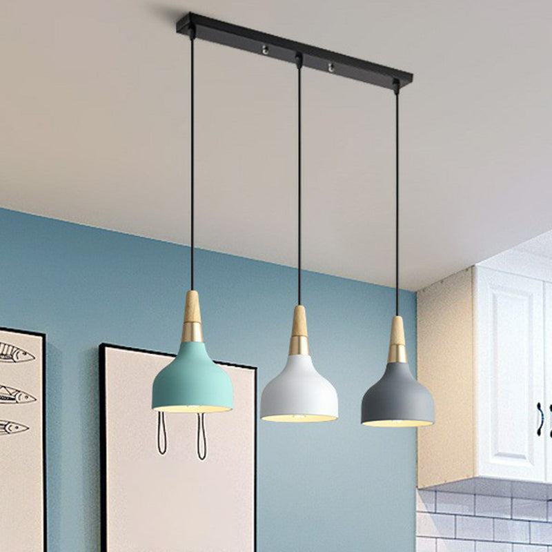 Drop-Like Multi Pendant Light Nordic Metal 3 Bulbs Dining Room Suspension Light Fixture Clearhalo 'Ceiling Lights' 'Pendant Lights' 'Pendants' Lighting' 2390213