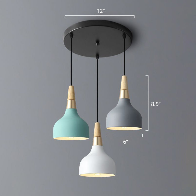 Drop-Like Multi Pendant Light Nordic Metal 3 Bulbs Dining Room Suspension Light Fixture Black Round Clearhalo 'Ceiling Lights' 'Pendant Lights' 'Pendants' Lighting' 2390216