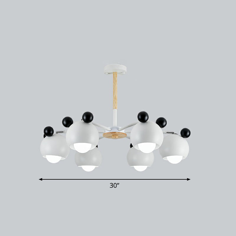 Swivelable Chandelier Light Nordic Style Metal Living Room Pendant Lighting Fixture 6 White Clearhalo 'Ceiling Lights' 'Chandeliers' Lighting' 2390254