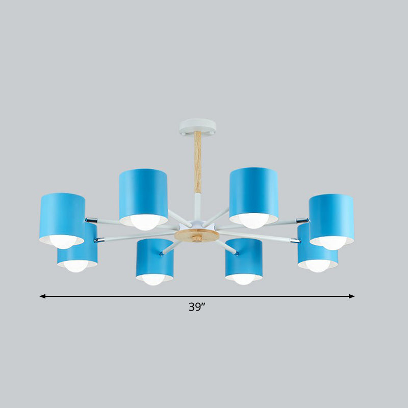 Swivelable Chandelier Light Nordic Style Metal Living Room Pendant Lighting Fixture 8 Blue Clearhalo 'Ceiling Lights' 'Chandeliers' Lighting' 2390261