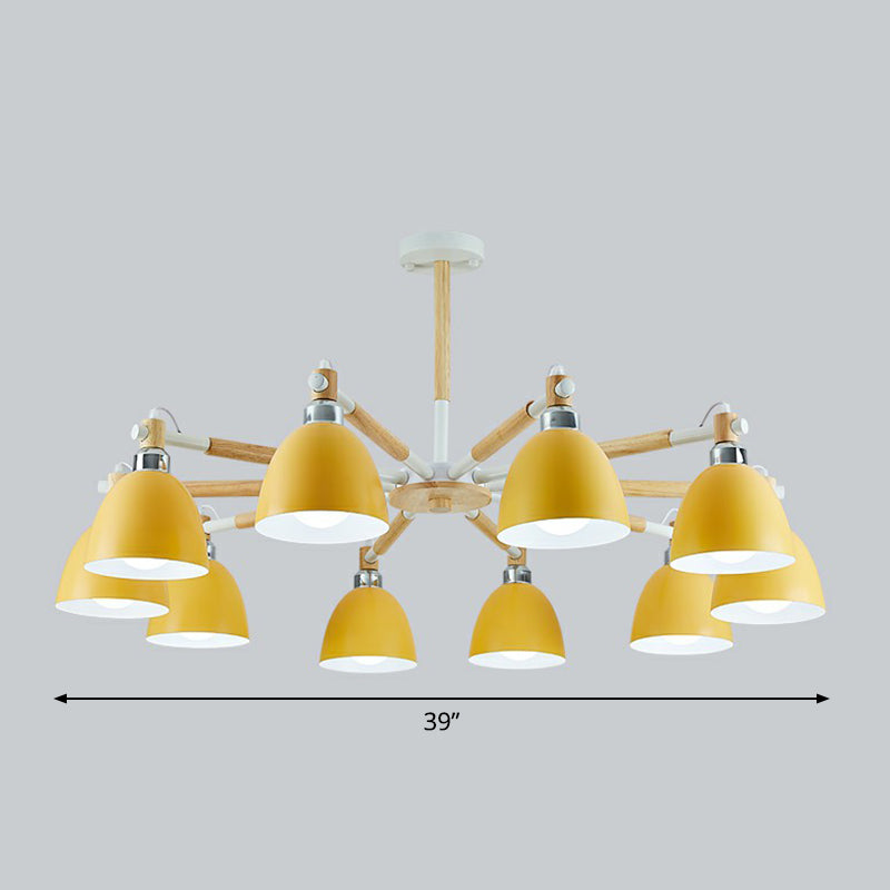 Swivelable Chandelier Light Nordic Style Metal Living Room Pendant Lighting Fixture 10 Yellow Clearhalo 'Ceiling Lights' 'Chandeliers' Lighting' 2390266