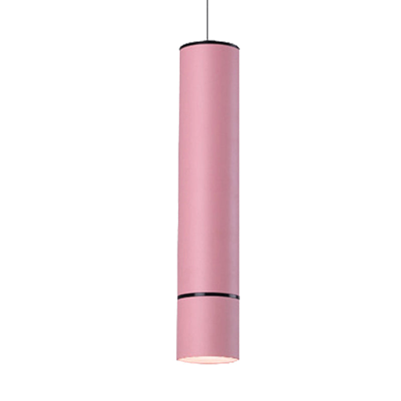 Nordic 1 Light Suspension Light with Metal Shade Pink/Blue/Green Pipe Ceiling Pendant Light in White/Warm/Natural Light Clearhalo 'Ceiling Lights' 'Modern Pendants' 'Modern' 'Pendant Lights' 'Pendants' Lighting' 239048