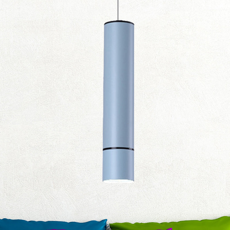 Nordic 1 Light Suspension Light with Metal Shade Pink/Blue/Green Pipe Ceiling Pendant Light in White/Warm/Natural Light Blue Clearhalo 'Ceiling Lights' 'Modern Pendants' 'Modern' 'Pendant Lights' 'Pendants' Lighting' 239056