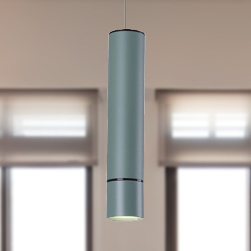 Nordic 1 Light Suspension Light with Metal Shade Pink/Blue/Green Pipe Ceiling Pendant Light in White/Warm/Natural Light Clearhalo 'Ceiling Lights' 'Modern Pendants' 'Modern' 'Pendant Lights' 'Pendants' Lighting' 239061