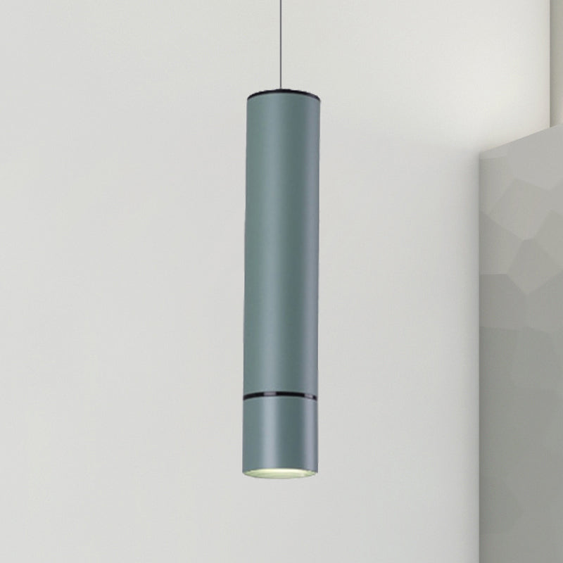 Nordic 1 Light Suspension Light with Metal Shade Pink/Blue/Green Pipe Ceiling Pendant Light in White/Warm/Natural Light Clearhalo 'Ceiling Lights' 'Modern Pendants' 'Modern' 'Pendant Lights' 'Pendants' Lighting' 239063