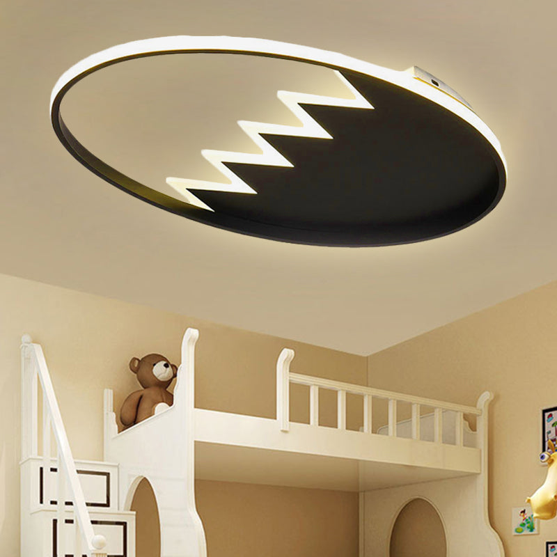 Eggshell Shape Ceiling Mount Light Modern Style Metal Ceiling Lamp for Child Bedroom Black Warm Clearhalo 'Ceiling Lights' 'Close To Ceiling Lights' 'Close to ceiling' 'Flush mount' Lighting' 239084