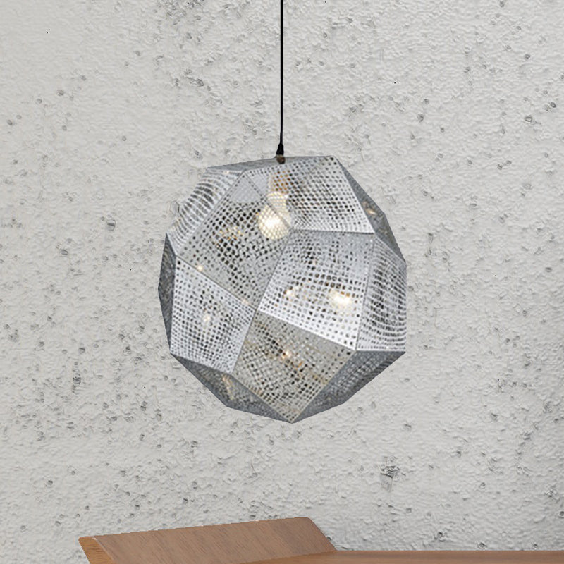 10"/12.5"/19"W Faceted Globe Pendant Lighting Contemporary Metal 1 Light Sliver/Gold/Rose Gold Hanging Ceiling Light Silver 10" Clearhalo 'Ceiling Lights' 'Modern Pendants' 'Modern' 'Pendant Lights' 'Pendants' Lighting' 239156