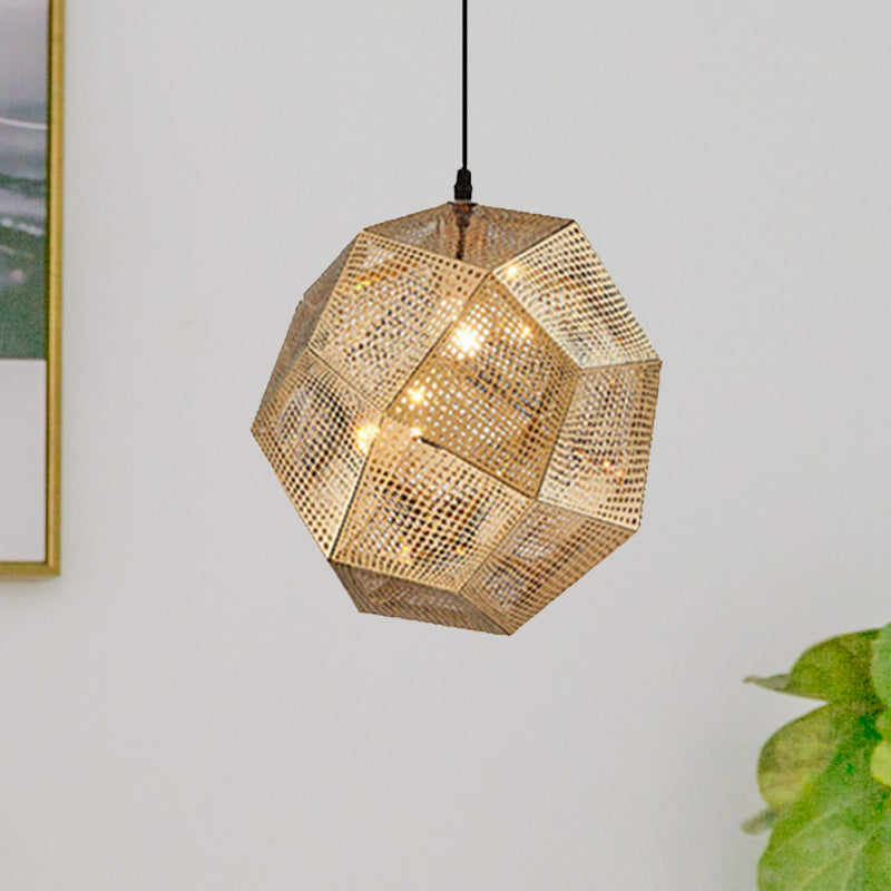 10"/12.5"/19"W Faceted Globe Pendant Lighting Contemporary Metal 1 Light Sliver/Gold/Rose Gold Hanging Ceiling Light Gold 10" Clearhalo 'Ceiling Lights' 'Modern Pendants' 'Modern' 'Pendant Lights' 'Pendants' Lighting' 239159