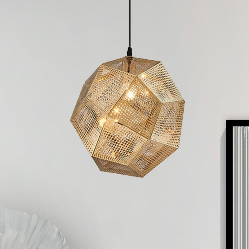 10"/12.5"/19"W Faceted Globe Pendant Lighting Contemporary Metal 1 Light Sliver/Gold/Rose Gold Hanging Ceiling Light Gold 12.5" Clearhalo 'Ceiling Lights' 'Modern Pendants' 'Modern' 'Pendant Lights' 'Pendants' Lighting' 239160