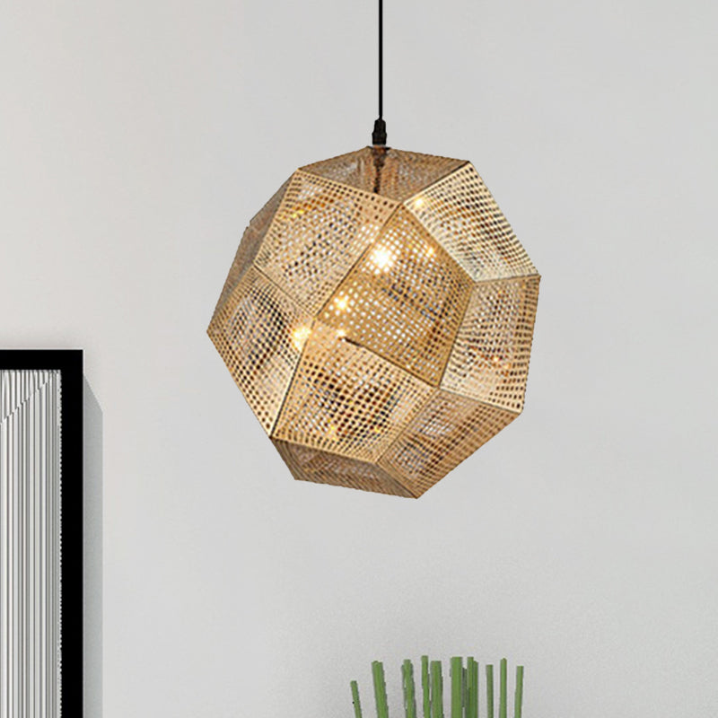 10"/12.5"/19"W Faceted Globe Pendant Lighting Contemporary Metal 1 Light Sliver/Gold/Rose Gold Hanging Ceiling Light Gold 19" Clearhalo 'Ceiling Lights' 'Modern Pendants' 'Modern' 'Pendant Lights' 'Pendants' Lighting' 239161