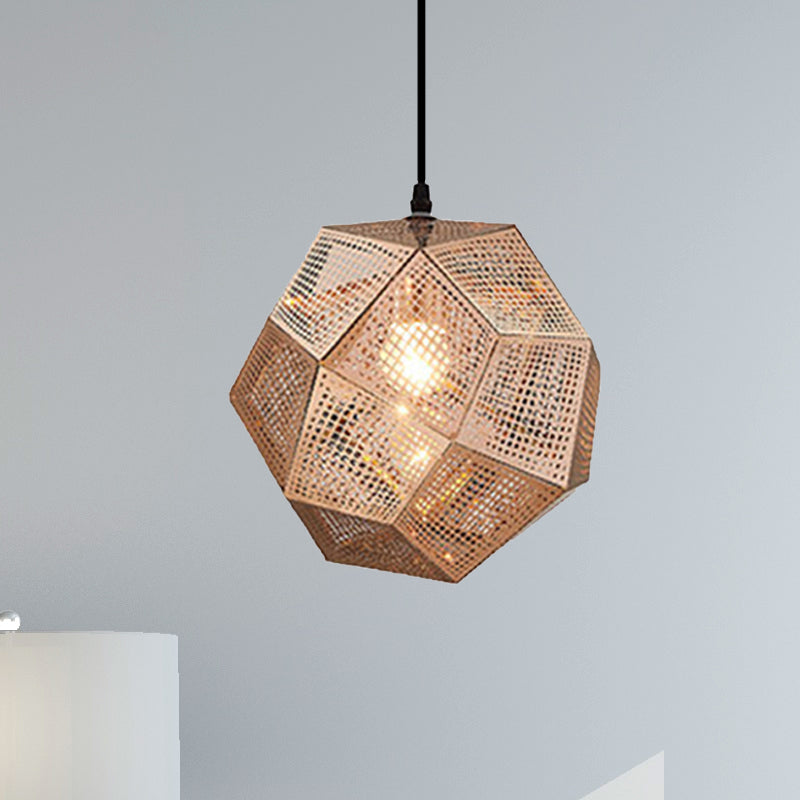 10"/12.5"/19"W Faceted Globe Pendant Lighting Contemporary Metal 1 Light Sliver/Gold/Rose Gold Hanging Ceiling Light Rose Gold 10" Clearhalo 'Ceiling Lights' 'Modern Pendants' 'Modern' 'Pendant Lights' 'Pendants' Lighting' 239163