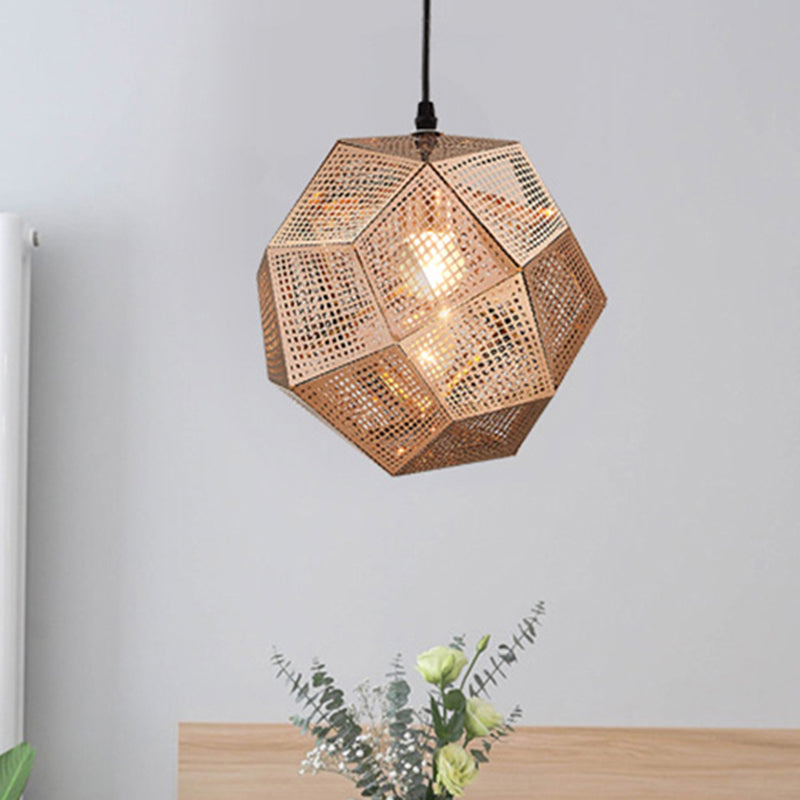 10"/12.5"/19"W Faceted Globe Pendant Lighting Contemporary Metal 1 Light Sliver/Gold/Rose Gold Hanging Ceiling Light Rose Gold 12.5" Clearhalo 'Ceiling Lights' 'Modern Pendants' 'Modern' 'Pendant Lights' 'Pendants' Lighting' 239164