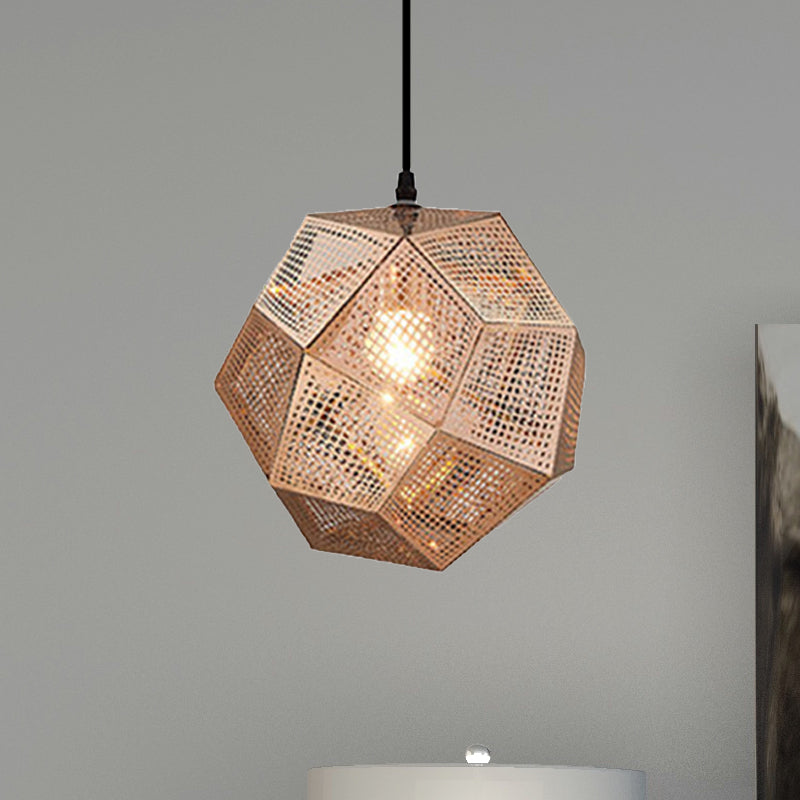 10"/12.5"/19"W Faceted Globe Pendant Lighting Contemporary Metal 1 Light Sliver/Gold/Rose Gold Hanging Ceiling Light Rose Gold 19" Clearhalo 'Ceiling Lights' 'Modern Pendants' 'Modern' 'Pendant Lights' 'Pendants' Lighting' 239165