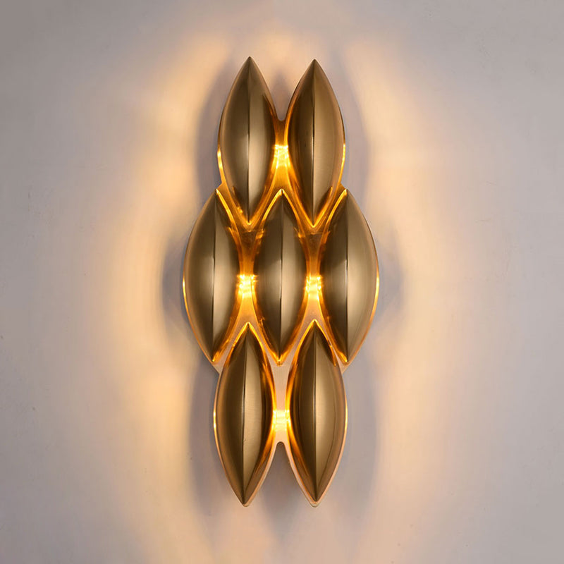 Oval Sconce Light Traditionary Metal 7/14 Heads Gold Wall Lamp Fixture for Living Room, 7"/14" Wide Clearhalo 'Wall Lamps & Sconces' 'Wall Lights' Lighting' 239176