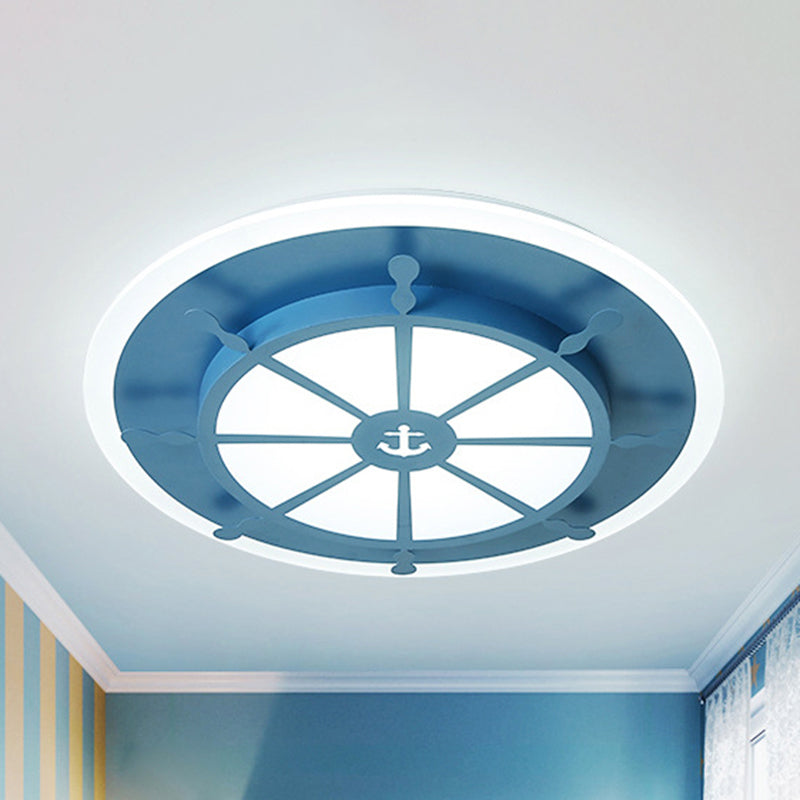 Compass Bathroom Bedroom Flush Ceiling Light Metal Nautical Ceiling Lamp with Anchor Blue Clearhalo 'Ceiling Lights' 'Close To Ceiling Lights' 'Close to ceiling' 'Flush mount' Lighting' 239189