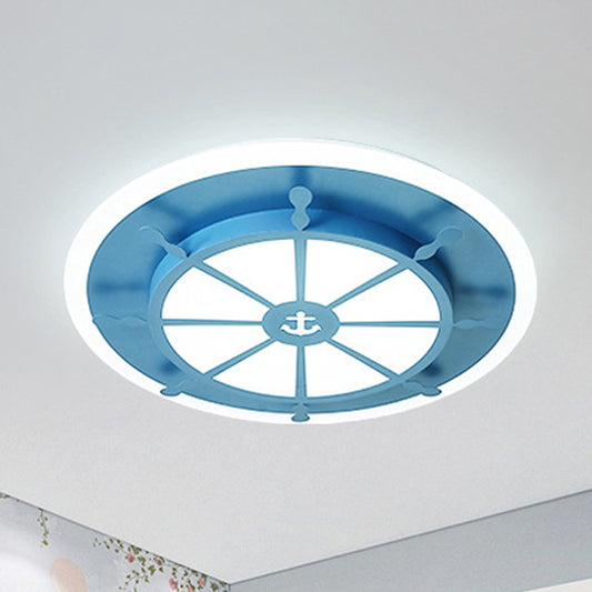 Compass Bathroom Bedroom Flush Ceiling Light Metal Nautical Ceiling Lamp with Anchor Clearhalo 'Ceiling Lights' 'Close To Ceiling Lights' 'Close to ceiling' 'Flush mount' Lighting' 239191