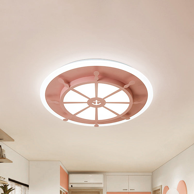 Compass Bathroom Bedroom Flush Ceiling Light Metal Nautical Ceiling Lamp with Anchor Pink Clearhalo 'Ceiling Lights' 'Close To Ceiling Lights' 'Close to ceiling' 'Flush mount' Lighting' 239193