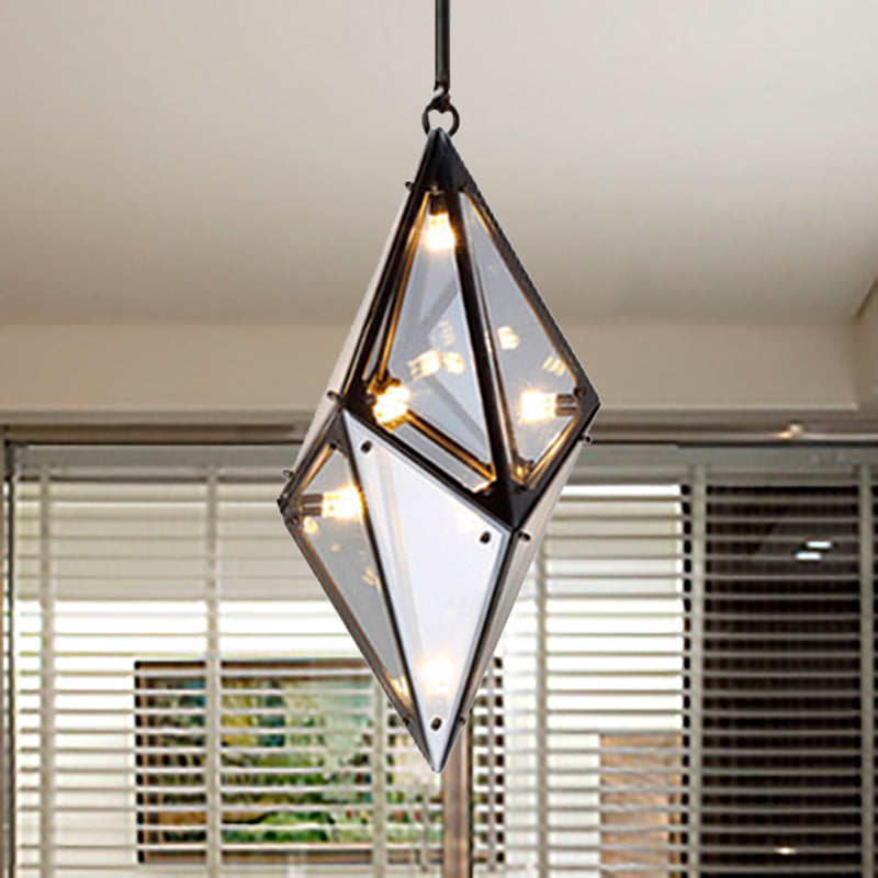 Horizontal/Vertical Diamond Pendant Lamp Modernist Amber/Smoke Glass Multi Lights Living Room Led Ceiling Light Fixture, 23.5"/31"/42" Wide Smoke Gray Vertical Clearhalo 'Ceiling Lights' 'Glass shade' 'Glass' 'Modern Pendants' 'Modern' 'Pendant Lights' 'Pendants' Lighting' 239212