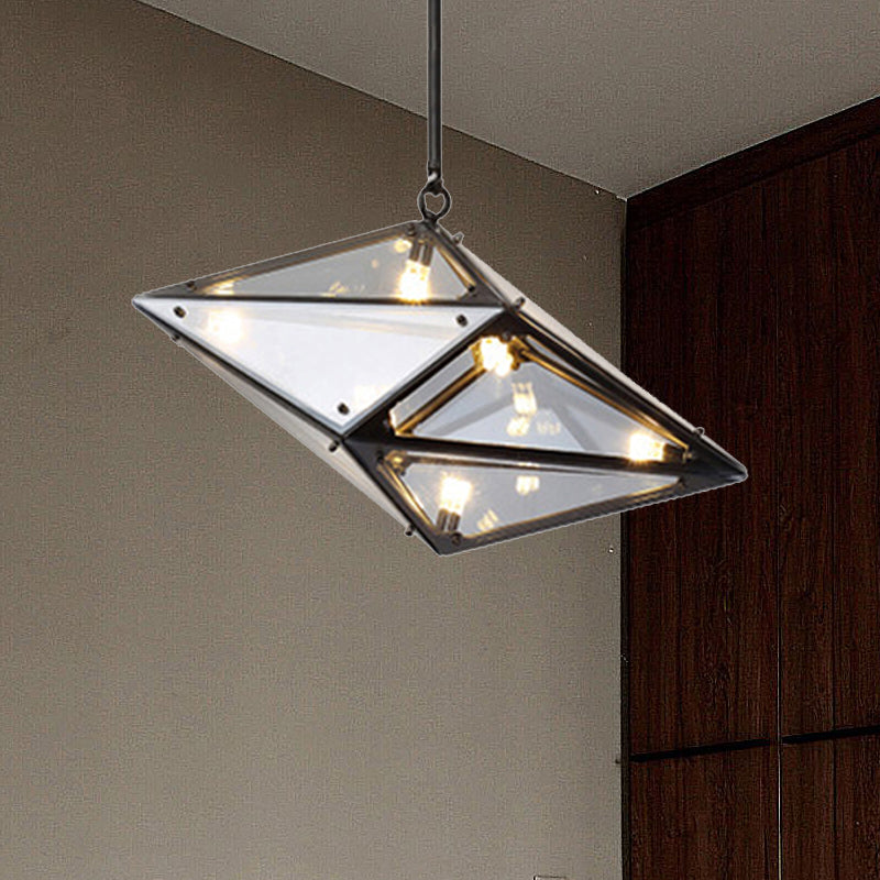 Horizontal/Vertical Diamond Pendant Lamp Modernist Amber/Smoke Glass Multi Lights Living Room Led Ceiling Light Fixture, 23.5"/31"/42" Wide Clearhalo 'Ceiling Lights' 'Glass shade' 'Glass' 'Modern Pendants' 'Modern' 'Pendant Lights' 'Pendants' Lighting' 239219