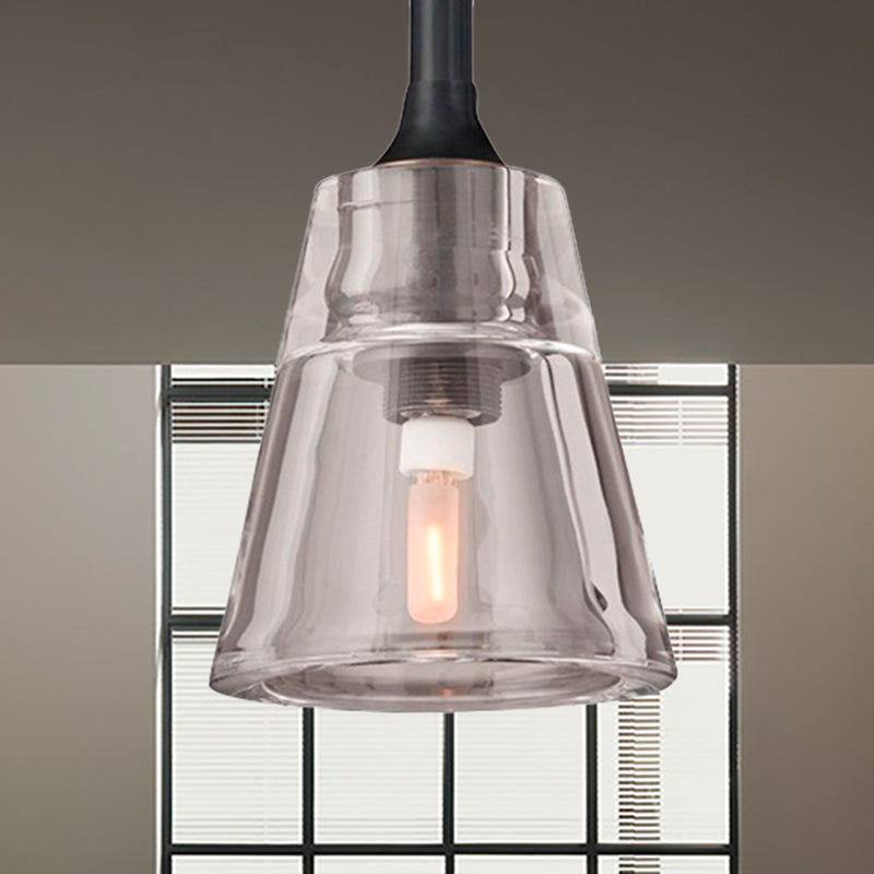 Black/Brass/Chrome Cone Pendant Lamp Post Modernist Led Double Smoke Glass Ceiling Light Fixture Black Clearhalo 'Ceiling Lights' 'Glass shade' 'Glass' 'Modern Pendants' 'Modern' 'Pendant Lights' 'Pendants' Lighting' 239224