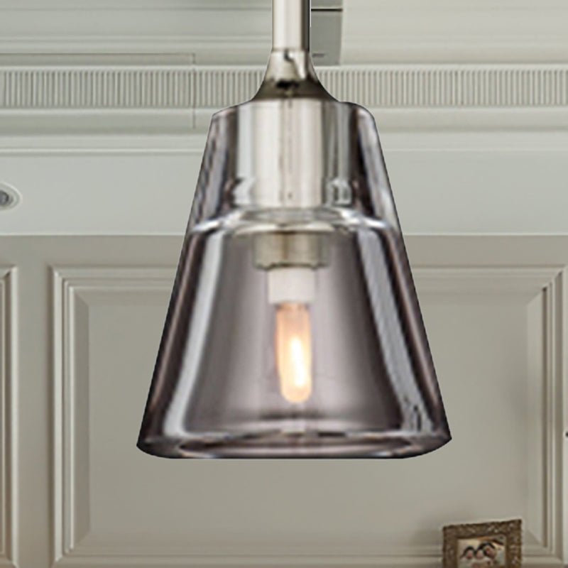 Black/Brass/Chrome Cone Pendant Lamp Post Modernist Led Double Smoke Glass Ceiling Light Fixture Clearhalo 'Ceiling Lights' 'Glass shade' 'Glass' 'Modern Pendants' 'Modern' 'Pendant Lights' 'Pendants' Lighting' 239227