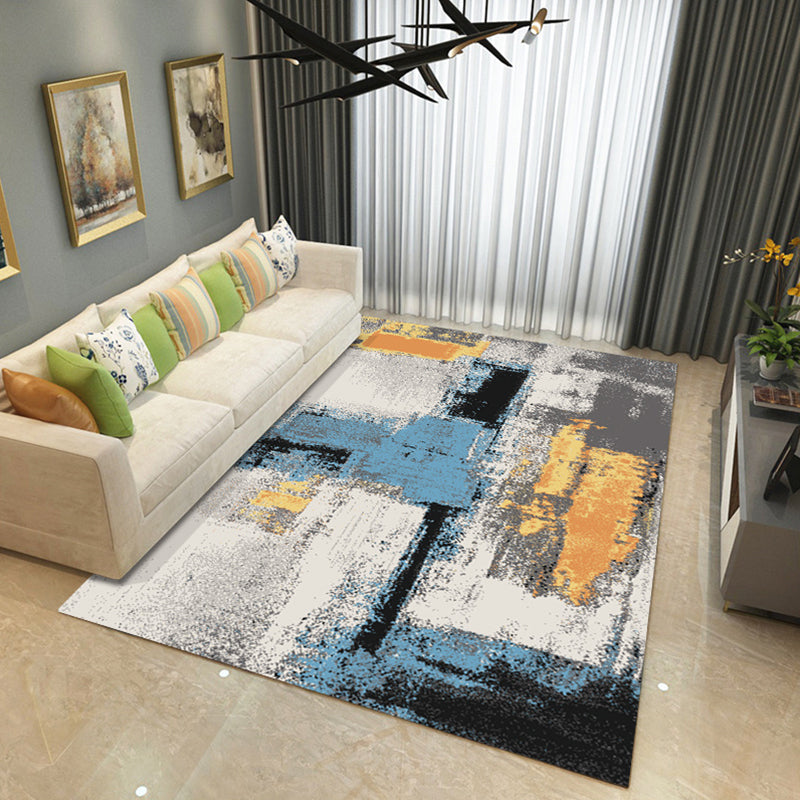 Steampunk Living Room Rug Multi Color Abstract Print Indoor Rug Polyster Non-Slip Pet Friendly Carpet Blue-Yellow Clearhalo 'Area Rug' 'Rug' 2392607