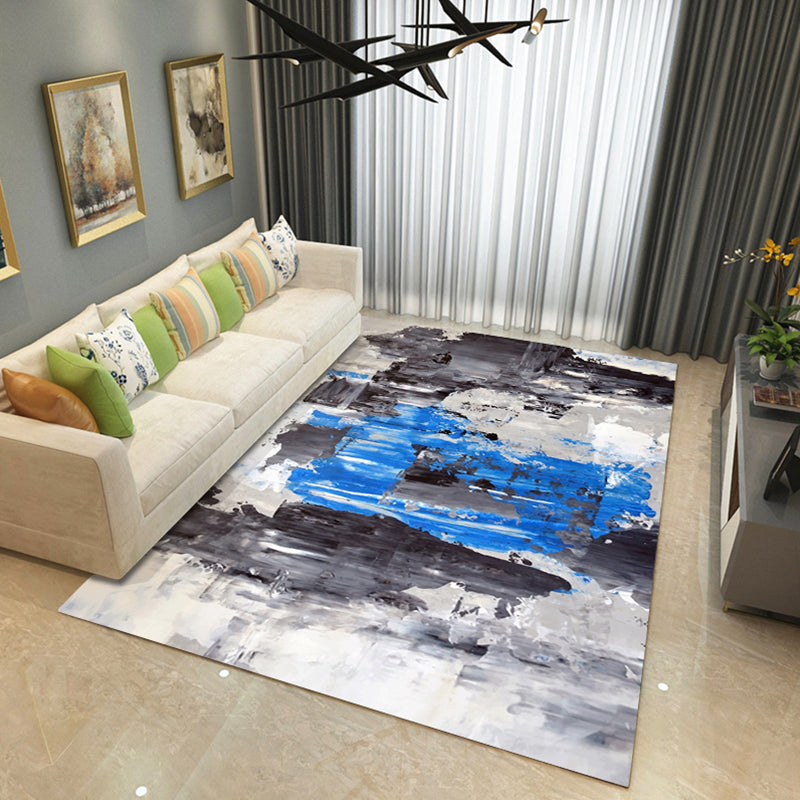 Steampunk Living Room Rug Multi Color Abstract Print Indoor Rug Polyster Non-Slip Pet Friendly Carpet Dark Blue-Gray Clearhalo 'Area Rug' 'Rug' 2392613