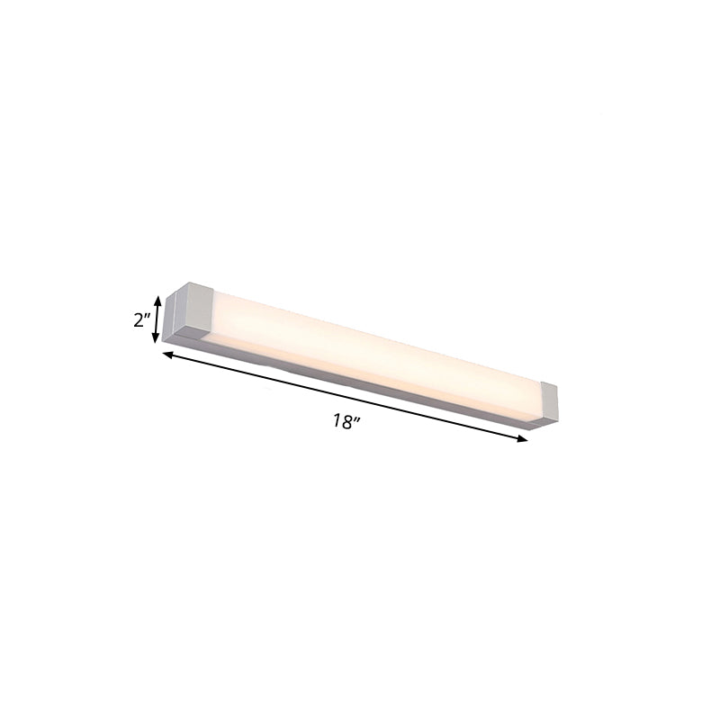 Rectangle Bathroom Wall Mount Light Aluminum 18"/22" W LED Nordic Vanity Lamp with Acrylic Shade in White, Warm/White Light Clearhalo 'Cast Iron' 'Glass' 'Industrial' 'Modern wall lights' 'Modern' 'Tiffany' 'Traditional wall lights' 'Vanity Lights' 'Wall Lights' Lighting' 239268