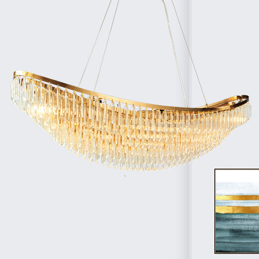 Crystal Ship Large Chandelier for Restaurant Hotel Post Modern LED Ceiling Hanging Light in Gold, White Light Gold Clearhalo 'Ceiling Lights' 'Chandeliers' 'Modern Chandeliers' 'Modern' Lighting' 239272