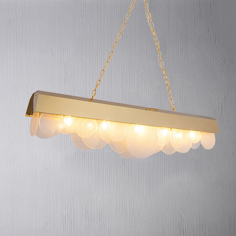 Linear LED Chandelier Light Fixture Contemporary Metal Gold Drop Pendant with Glass Sheet for Dining Room Clearhalo 'Ceiling Lights' 'Chandeliers' 'Modern Chandeliers' 'Modern' Lighting' 239280