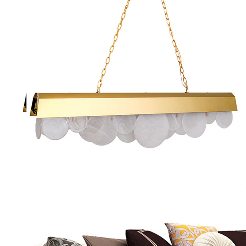 Linear LED Chandelier Light Fixture Contemporary Metal Gold Drop Pendant with Glass Sheet for Dining Room Gold Clearhalo 'Ceiling Lights' 'Chandeliers' 'Modern Chandeliers' 'Modern' Lighting' 239281