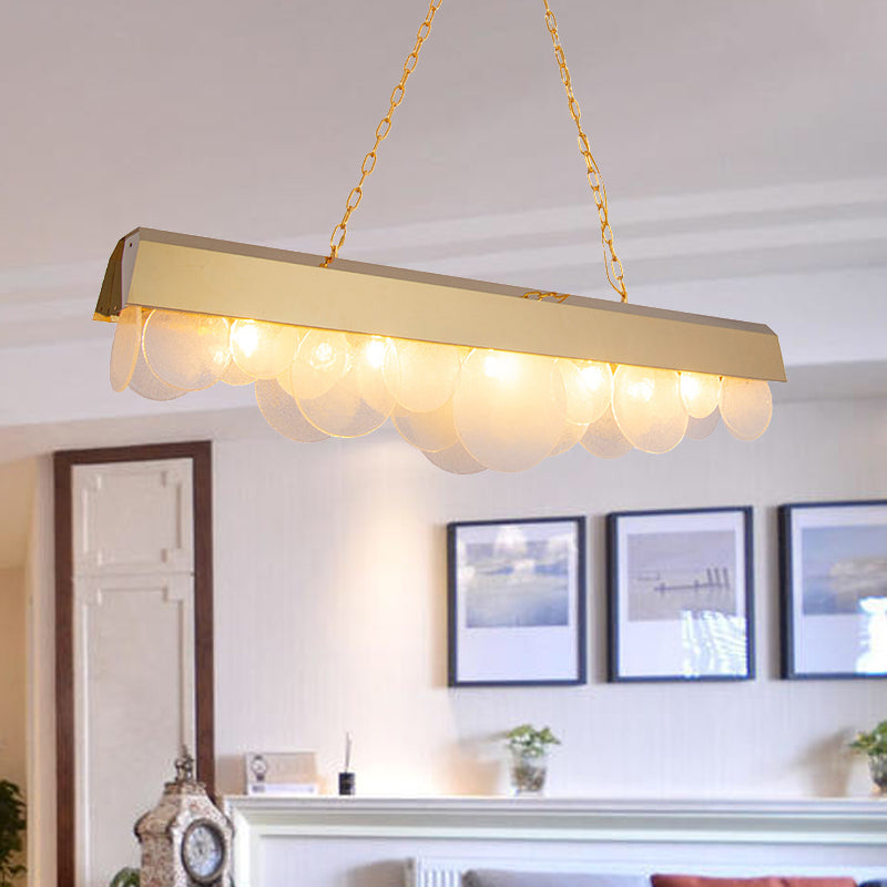 Linear LED Chandelier Light Fixture Contemporary Metal Gold Drop Pendant with Glass Sheet for Dining Room Clearhalo 'Ceiling Lights' 'Chandeliers' 'Modern Chandeliers' 'Modern' Lighting' 239282