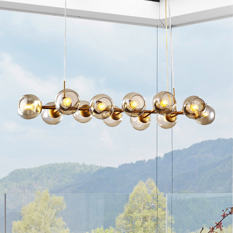 Radial Chandelier Light Post Modern Glass 8/12 Lights Black/Gold Ceiling Suspension Lamp Clearhalo 'Ceiling Lights' 'Chandeliers' 'Glass shade' 'Glass' 'Modern Chandeliers' 'Modern' Lighting' 239303