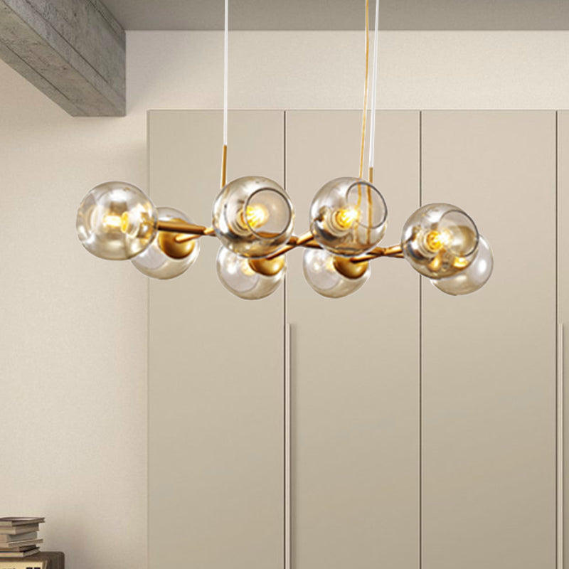 Radial Chandelier Light Post Modern Glass 8/12 Lights Black/Gold Ceiling Suspension Lamp Clearhalo 'Ceiling Lights' 'Chandeliers' 'Glass shade' 'Glass' 'Modern Chandeliers' 'Modern' Lighting' 239305