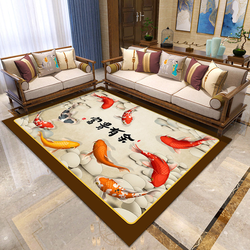 Asian Living Room Rug Multi Color Floral Printed Indoor Rug Polypropylene Pet Friendly Easy Care Area Carpet Clearhalo 'Area Rug' 'Rug' 2393060