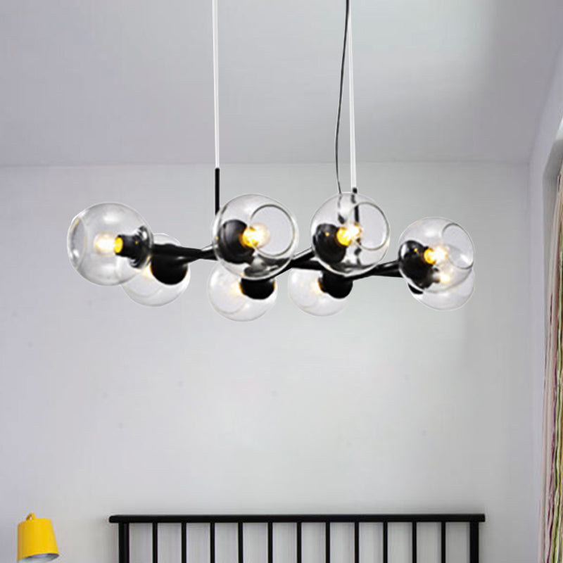 Radial Chandelier Light Post Modern Glass 8/12 Lights Black/Gold Ceiling Suspension Lamp Clearhalo 'Ceiling Lights' 'Chandeliers' 'Glass shade' 'Glass' 'Modern Chandeliers' 'Modern' Lighting' 239309