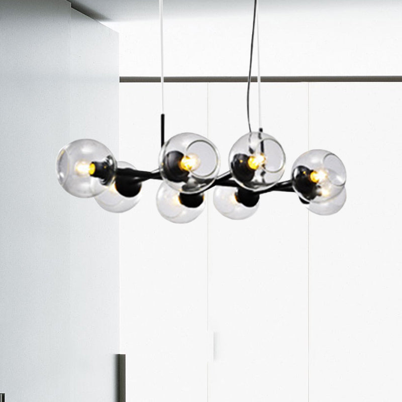 Radial Chandelier Light Post Modern Glass 8/12 Lights Black/Gold Ceiling Suspension Lamp Clearhalo 'Ceiling Lights' 'Chandeliers' 'Glass shade' 'Glass' 'Modern Chandeliers' 'Modern' Lighting' 239310