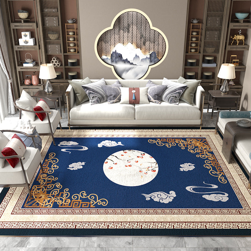 Asian Living Room Rug Multicolored Chinese Printed Rug Polyster Anti-Slip Backing Pet Friendly Indoor Rug Blue Clearhalo 'Area Rug' 'Rug' 2393130