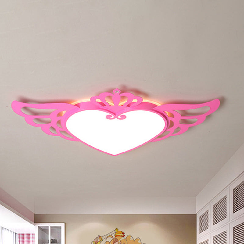 Cartoon Heart Ceiling Fixture with Wing Metal Flush Ceiling Light for Kid Bedroom Clearhalo 'Ceiling Lights' 'Close To Ceiling Lights' 'Close to ceiling' 'Flush mount' Lighting' 239332