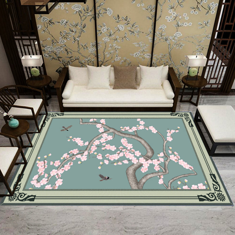 Asia Living Room Rug Multi-Color Floral Pattern Area Carpet Synthetics Easy Care Pet Friendly Indoor Rug Green Clearhalo 'Area Rug' 'Rug' 2393345