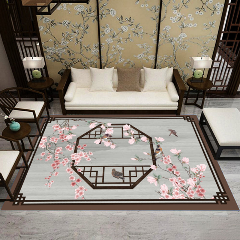 Asia Living Room Rug Multi-Color Floral Pattern Area Carpet Synthetics Easy Care Pet Friendly Indoor Rug Clearhalo 'Area Rug' 'Rug' 2393346