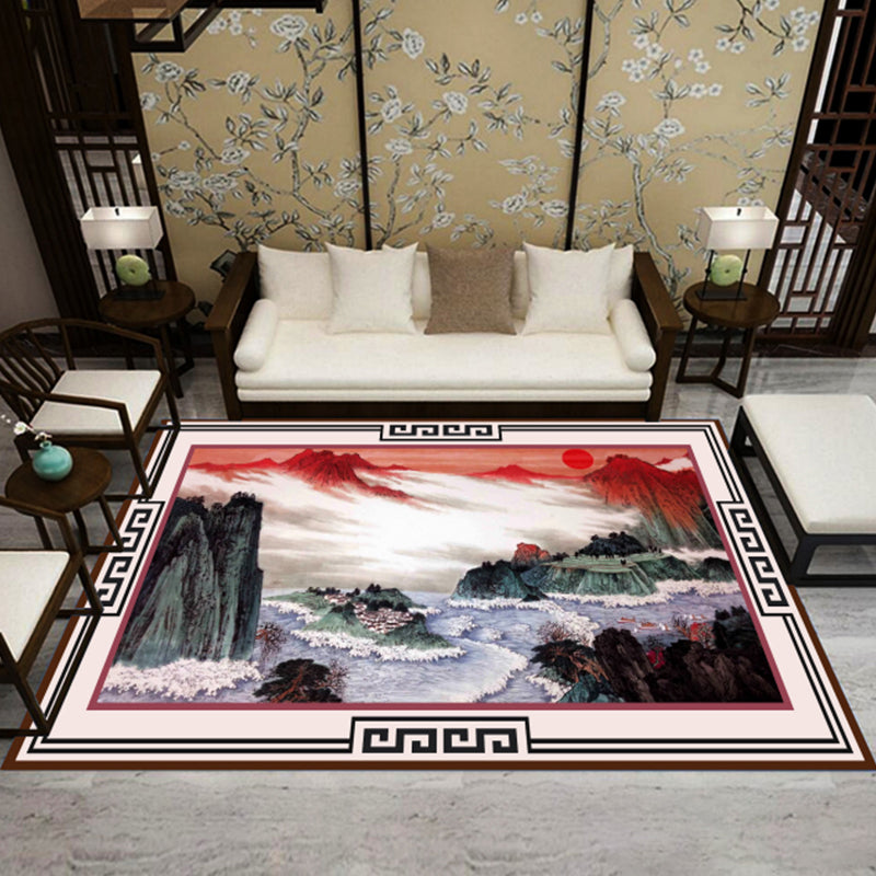 Asia Living Room Rug Multi-Color Floral Pattern Area Carpet Synthetics Easy Care Pet Friendly Indoor Rug Red Clearhalo 'Area Rug' 'Rug' 2393348