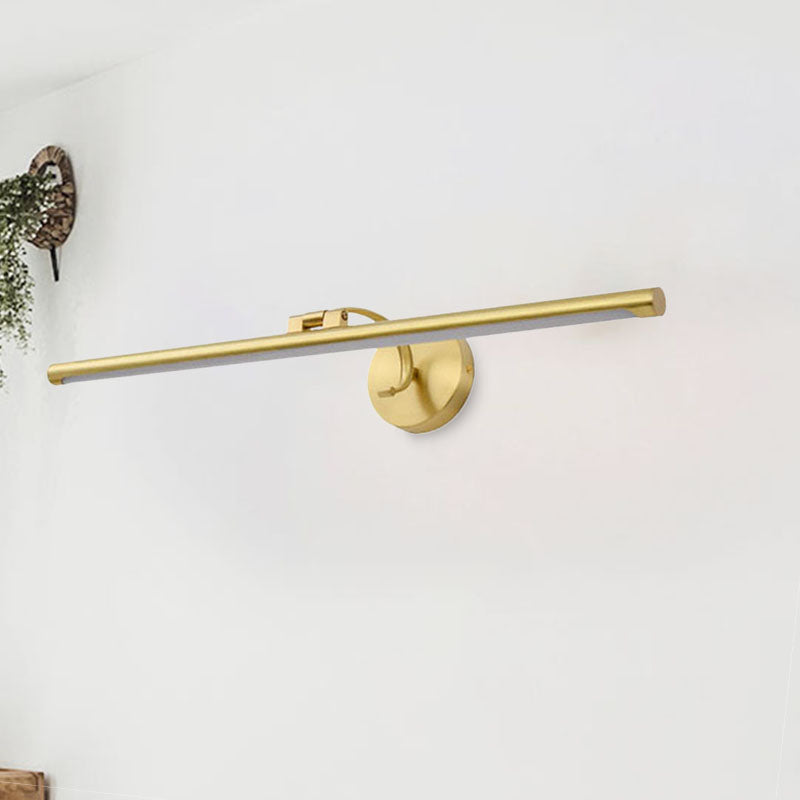 Golden Pipe Shaped Vanity Light Modern Stylish 16"/21.5" Width LED Metal Wall Sconce Light for Bathroom Gold Clearhalo 'Cast Iron' 'Glass' 'Industrial' 'Modern wall lights' 'Modern' 'Tiffany' 'Traditional wall lights' 'Vanity Lights' 'Wall Lights' Lighting' 239340