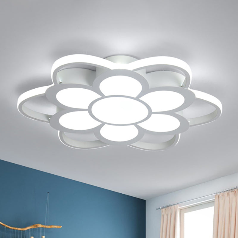 White Flower Flush Mount Fixture Contemporary Metal LED Ceiling Light for Living Room in Warm/White, 20.5"/27"/31.5" Dia White White Clearhalo 'Ceiling Lights' 'Close To Ceiling Lights' 'Close to ceiling' 'Flush mount' Lighting' 239430