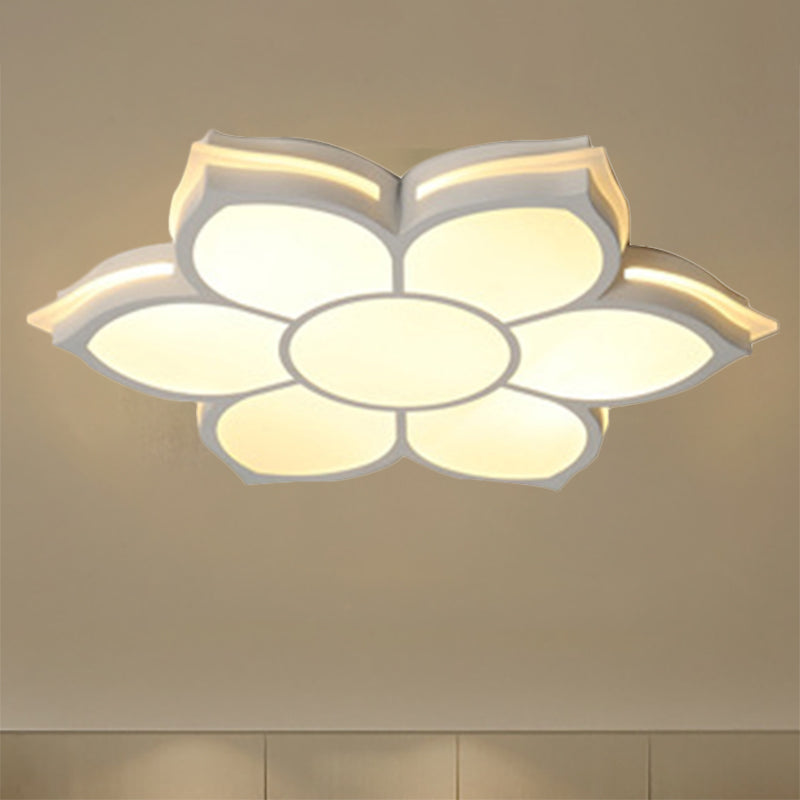 Flower Flush Mount Modern Metal White Integrated LED Living Room Ceiling Mounted Light in Warm/White, 20.5"/27"/31.5" Dia Clearhalo 'Ceiling Lights' 'Close To Ceiling Lights' 'Close to ceiling' 'Flush mount' Lighting' 239437