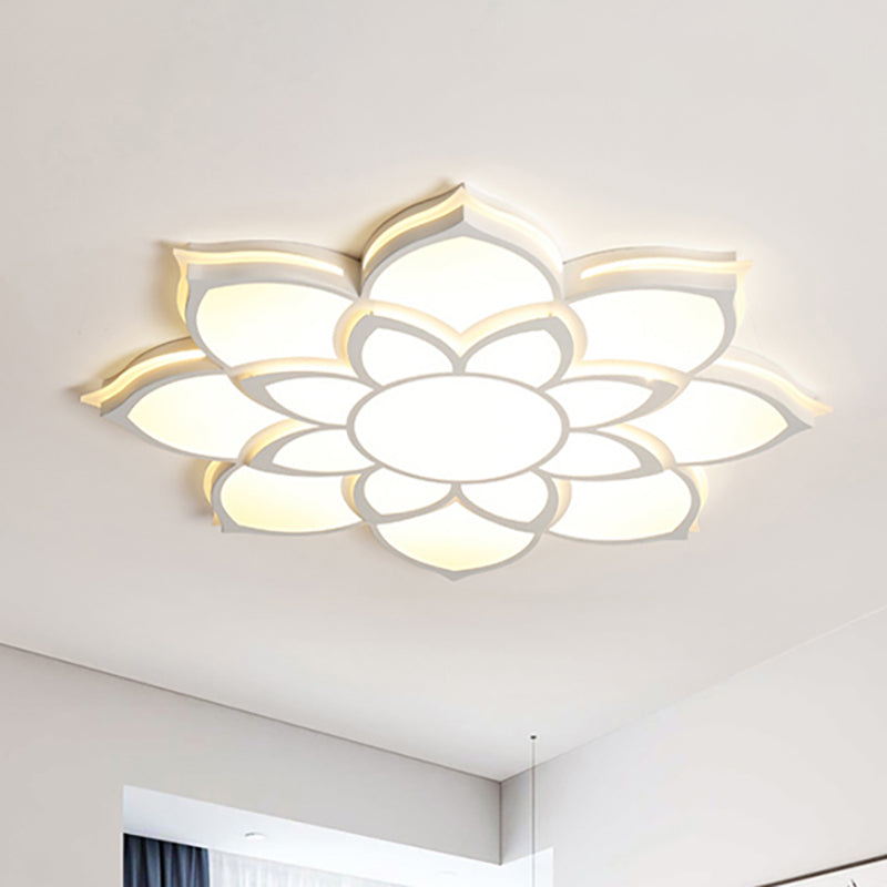 Flower Flush Mount Modern Metal White Integrated LED Living Room Ceiling Mounted Light in Warm/White, 20.5"/27"/31.5" Dia White 31.5" Clearhalo 'Ceiling Lights' 'Close To Ceiling Lights' 'Close to ceiling' 'Flush mount' Lighting' 239438