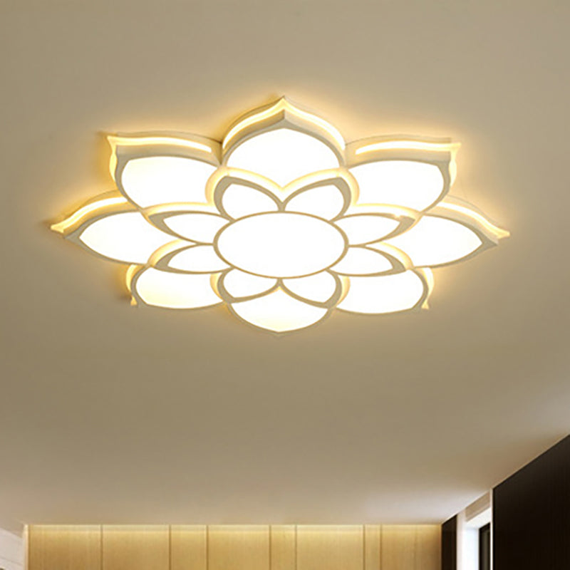 Flower Flush Mount Modern Metal White Integrated LED Living Room Ceiling Mounted Light in Warm/White, 20.5"/27"/31.5" Dia Clearhalo 'Ceiling Lights' 'Close To Ceiling Lights' 'Close to ceiling' 'Flush mount' Lighting' 239439