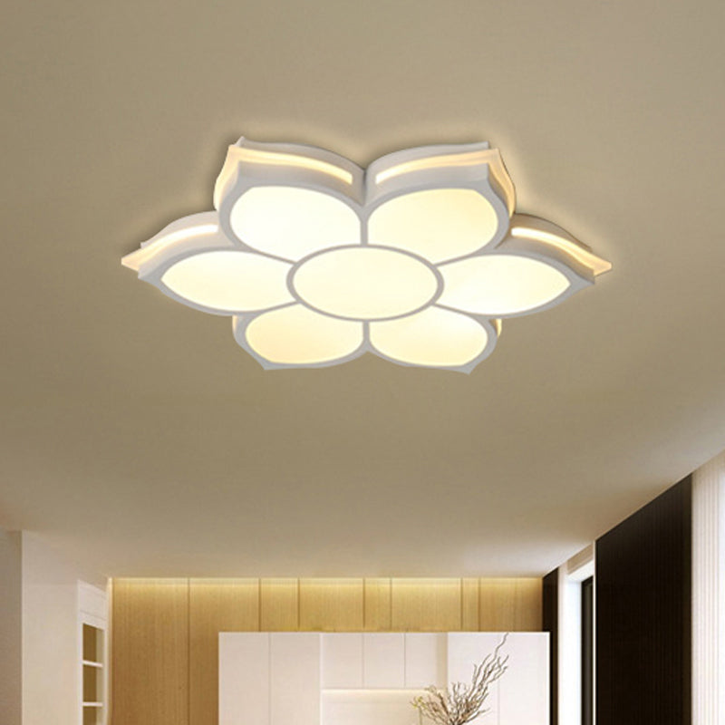 Flower Flush Mount Modern Metal White Integrated LED Living Room Ceiling Mounted Light in Warm/White, 20.5"/27"/31.5" Dia Clearhalo 'Ceiling Lights' 'Close To Ceiling Lights' 'Close to ceiling' 'Flush mount' Lighting' 239440