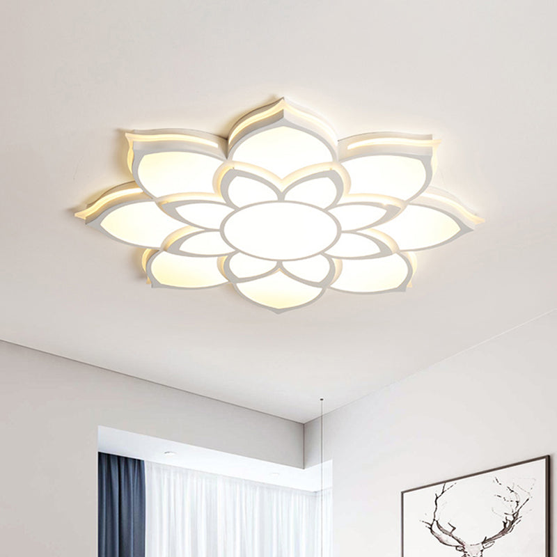 Flower Flush Mount Modern Metal White Integrated LED Living Room Ceiling Mounted Light in Warm/White, 20.5"/27"/31.5" Dia Clearhalo 'Ceiling Lights' 'Close To Ceiling Lights' 'Close to ceiling' 'Flush mount' Lighting' 239441