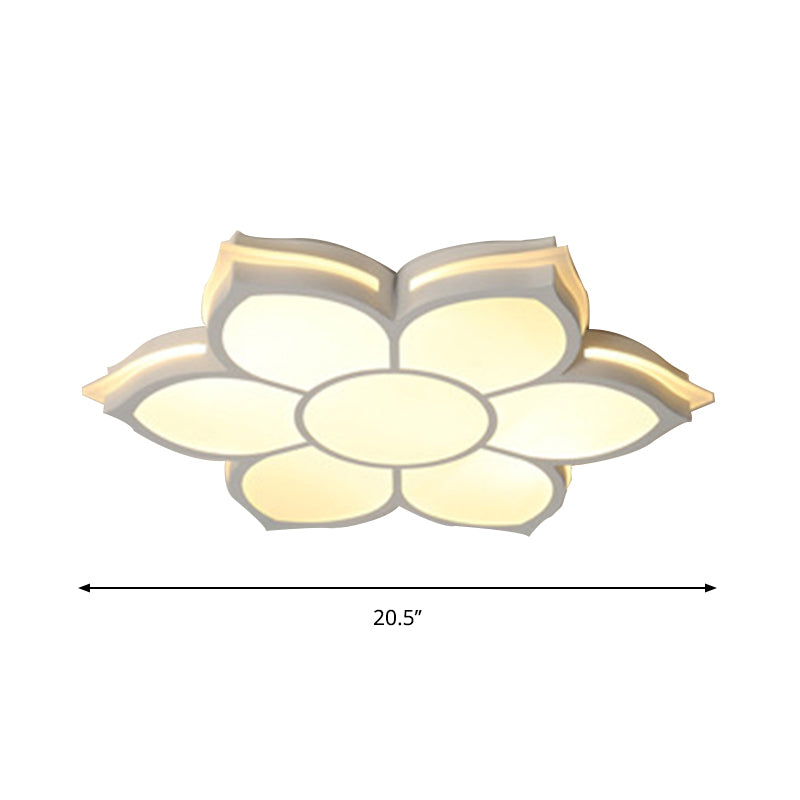 Flower Flush Mount Modern Metal White Integrated LED Living Room Ceiling Mounted Light in Warm/White, 20.5"/27"/31.5" Dia Clearhalo 'Ceiling Lights' 'Close To Ceiling Lights' 'Close to ceiling' 'Flush mount' Lighting' 239442